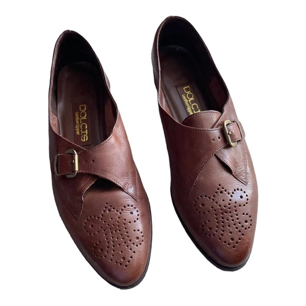 Dolcis Leather Buckled Oxford Brown Size 11